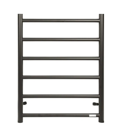 UNIVERSAL Round Electric Heated Towel Rack 6 Bars Inlet - Brushed Gun Metal