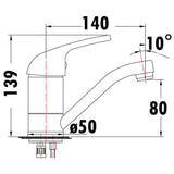 Ruby II Swivel Basin Mixer Lead Free Drawing