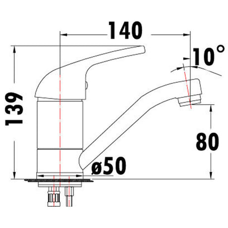 Ruby II Swivel Basin Mixer Lead Free Drawing