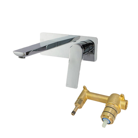 RUSHY Square Wall Mixer With Spout - Chrome