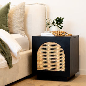 Ryan Mahogany Wood Bedside Table – Black -0.55m