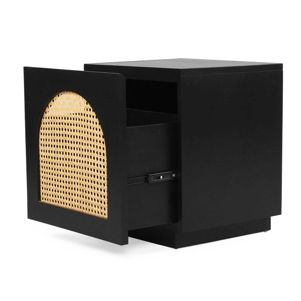 Ryan Mahogany Wood Bedside Table – Black -0.55m
