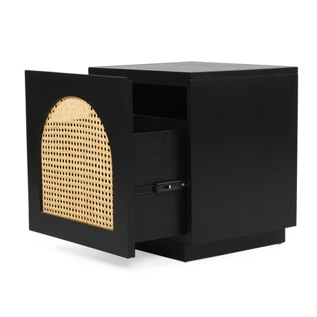 Ryan Mahogany Wood Bedside Table – Black -0.55m