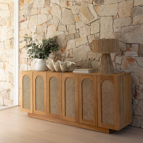 Ryan Teak Six Door Sideboard - Natural 1.93m