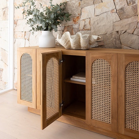 Ryan Teak Six Door Sideboard - Natural 1.93m
