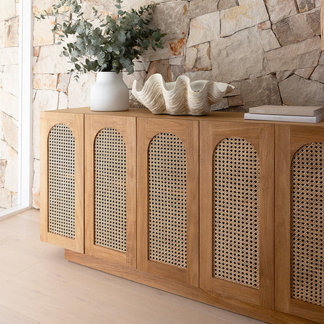 Ryan Teak Six Door Sideboard - Natural 1.93m