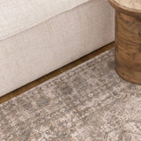Solenne Cream & Olive Distressed Medallion Vintage Rug - S600