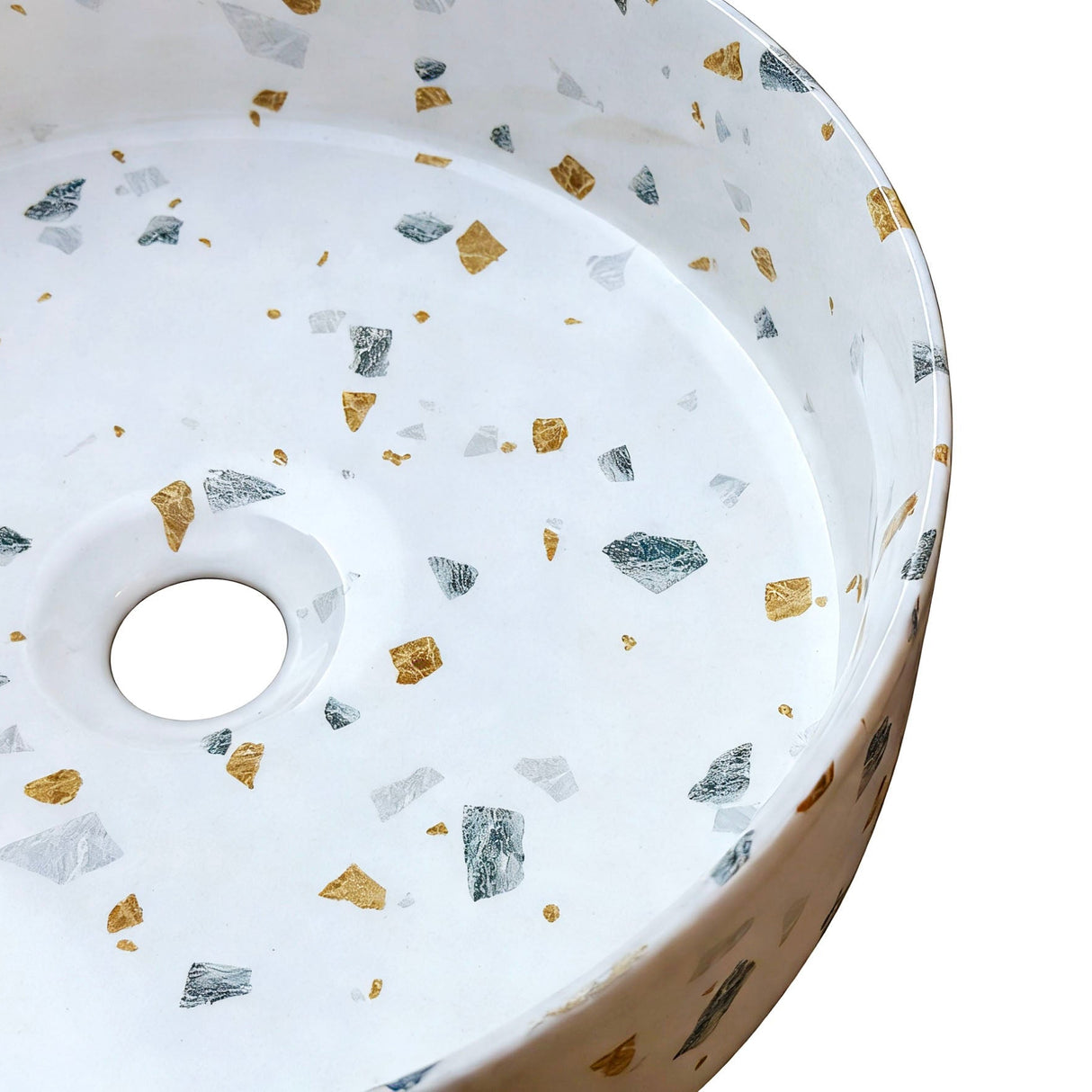 SASSO 36 Countertop Basin Gold Terrazzo (Round: 360x360x120)