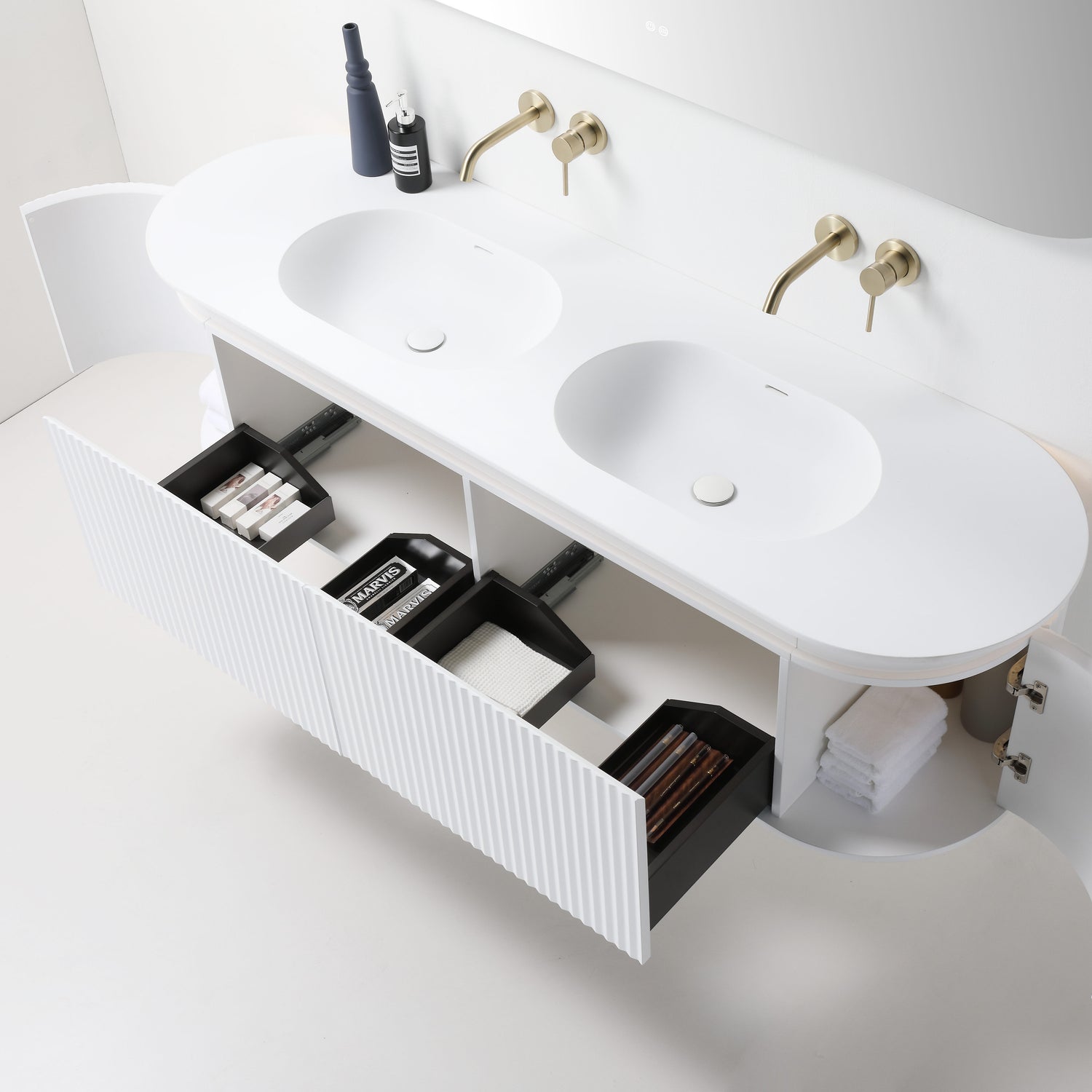 SAINOS Wall Hung Curve Vanity Matte White