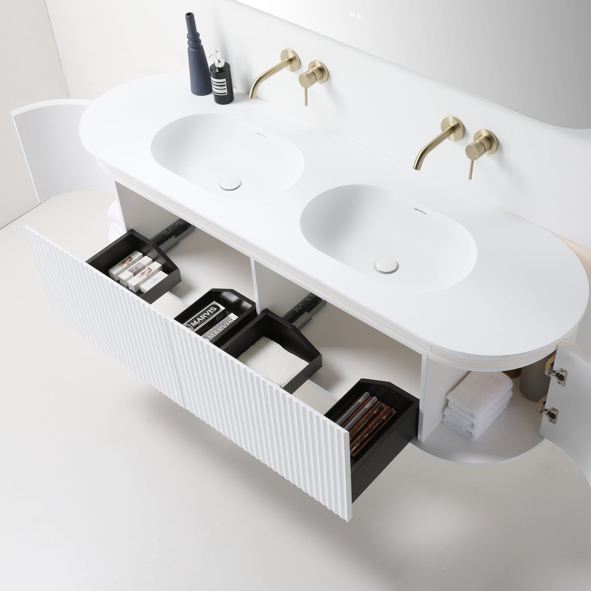 SAINOS Wall Hung Curve Vanity Matte White