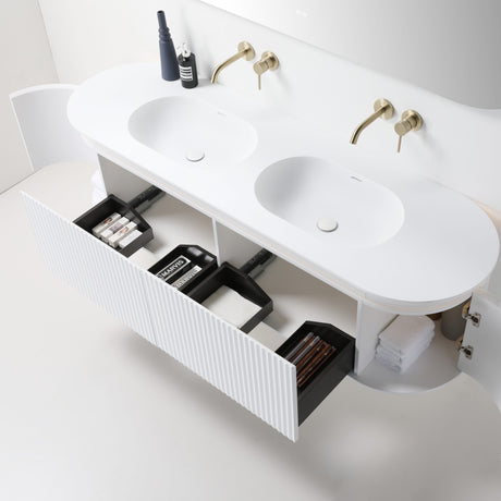 SAINOS Wall Hung Curve Vanity Matte White