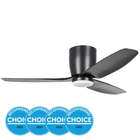 SEACLIFF 44 DC Hugger Ceiling Fan with LED Light Matte Black