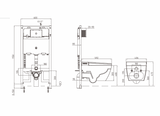 SESTO Rimless Wall Hung Smart Toilet drawing