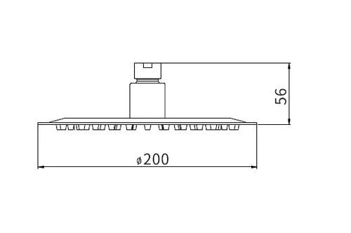Stainless Steel Shower Head Round 200mm*2mm (Chrome)