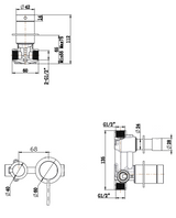 Mica Shower Mixer with Diverter - Sideways - Trim Kit Only