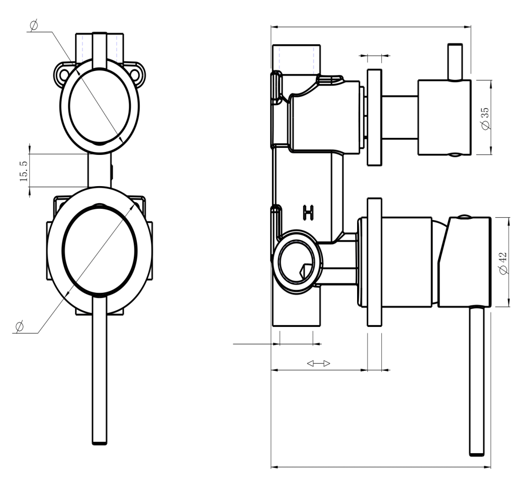 LVB Mica Shower Mixer Diverter- 2P - Living Brass