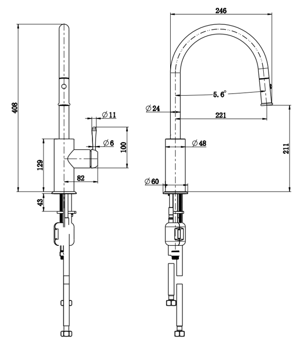 Mica Heritage Pull-Out Gooseneck Sink Mixer