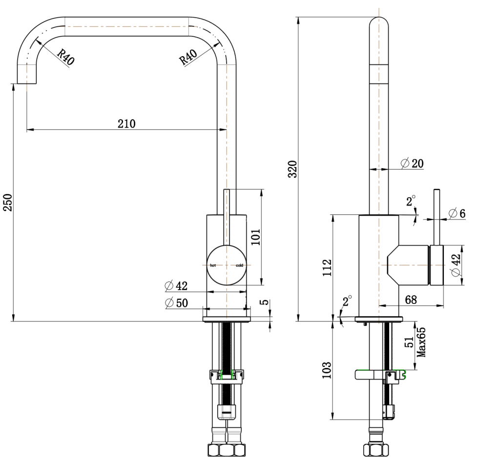 Mica Sink Mixer Soft Square Gooseneck