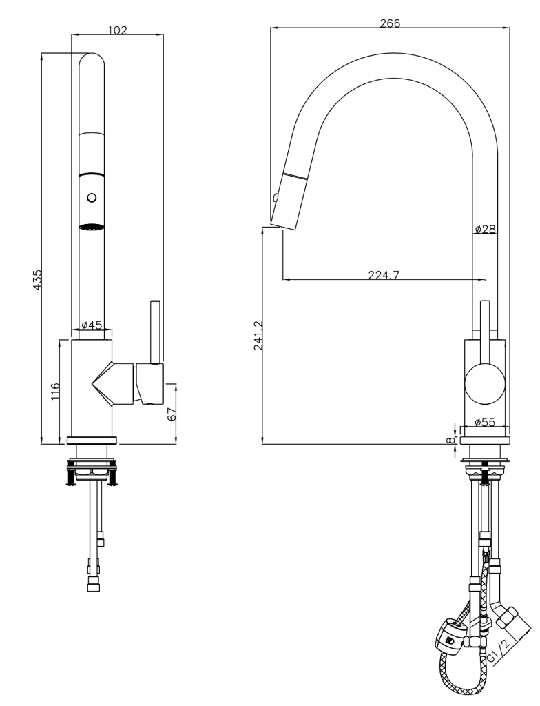 LVB Mica Pull-Out Sink Mixer - Living Brass-V1