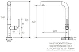 Meira Sink Mixer 220 Right Angle Spout Lead Free drawing