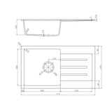Fomos Sink 770 x 440mm - Single Bowl w/ Drainer