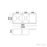 Luminare Stainless Steel Kitchen Sink (1000x440x250)