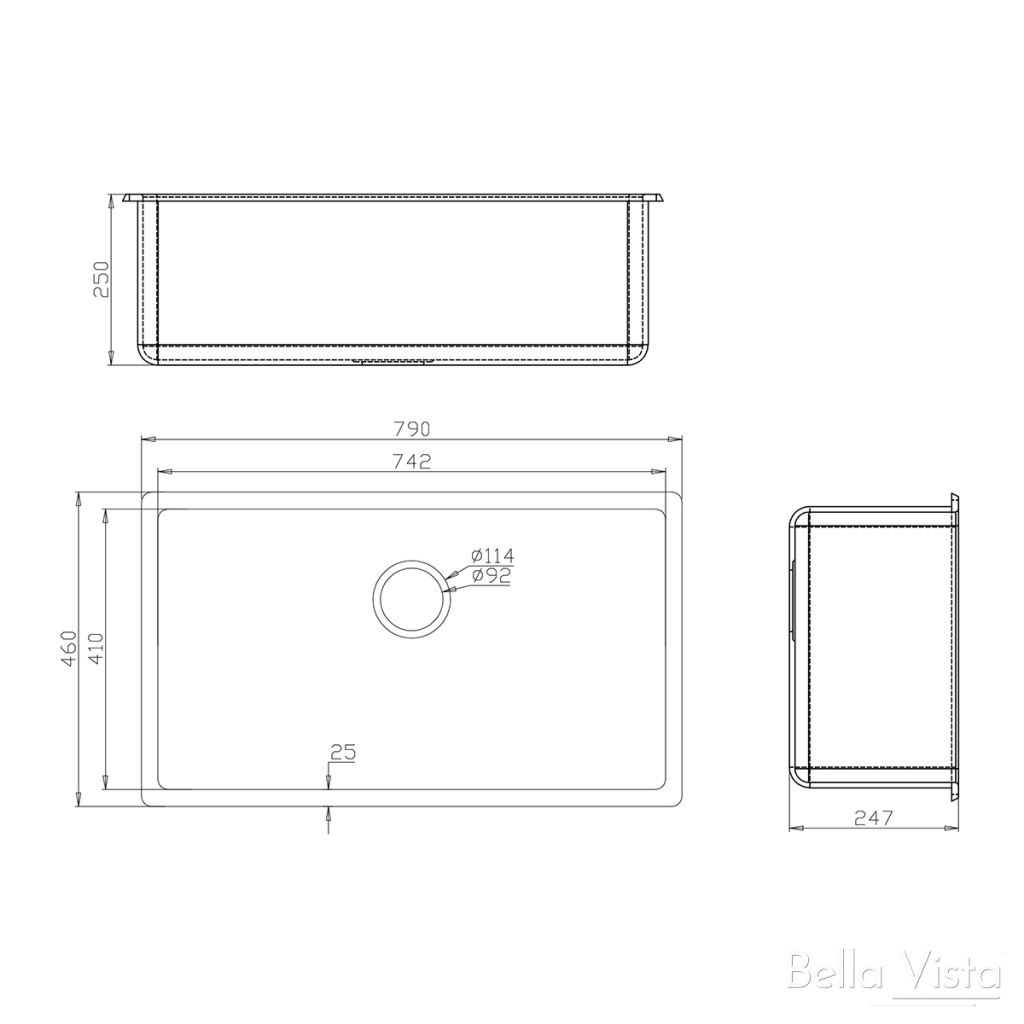 Fomos Sink 790 x 460mm - Single Bowl- Clearance