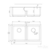 Fomos Sink 790 x 460mm - Double Bowl- Clearance