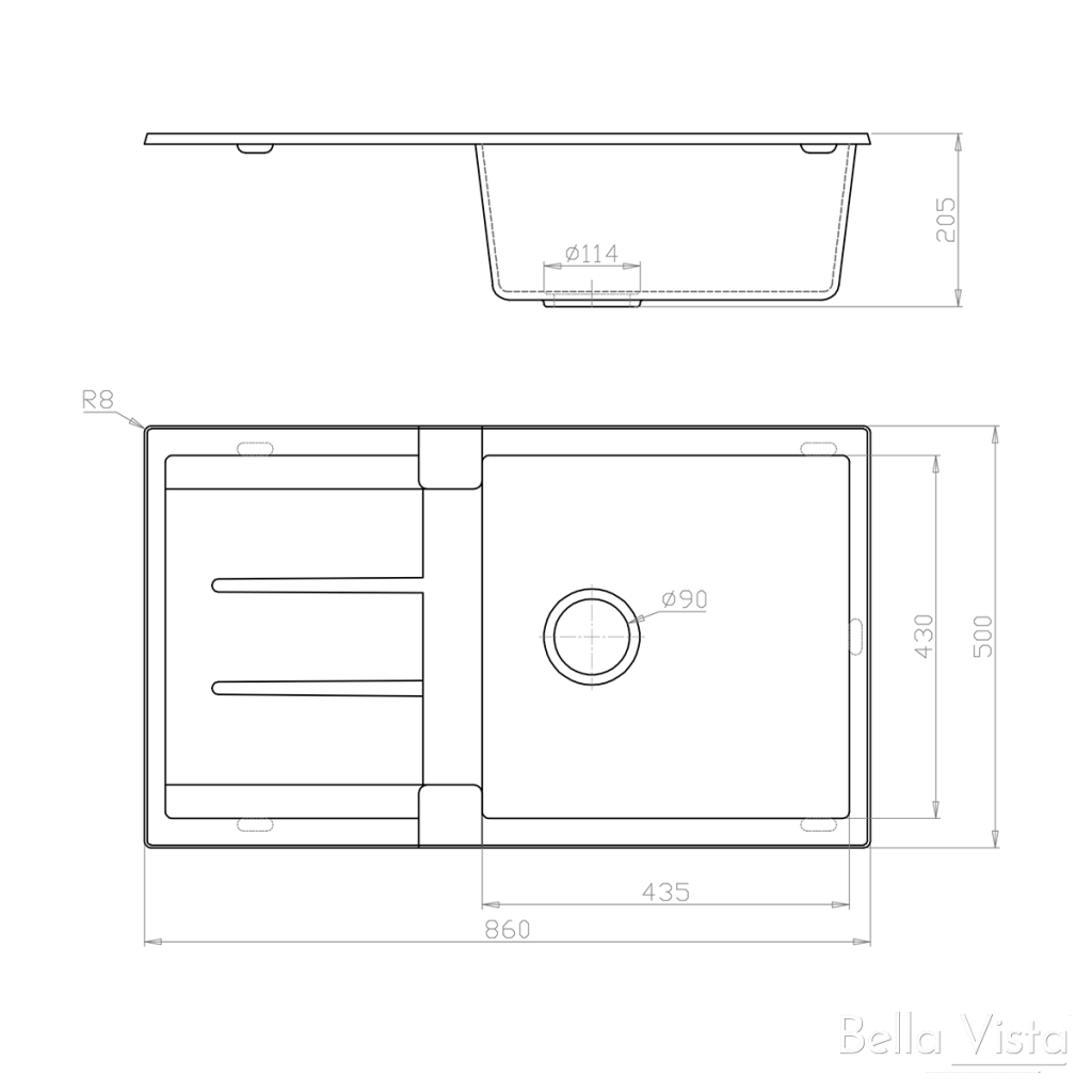 Fomos Sink 860 x 500mm- Clearance
