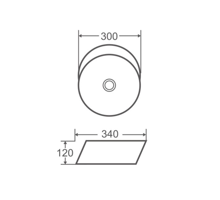 SPIN 34B Above Counter Round Basin (300x340x120mm)