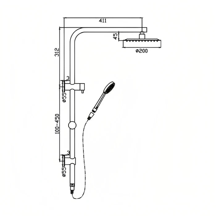 Cuter Shower System With Rail (Rose Gold)
