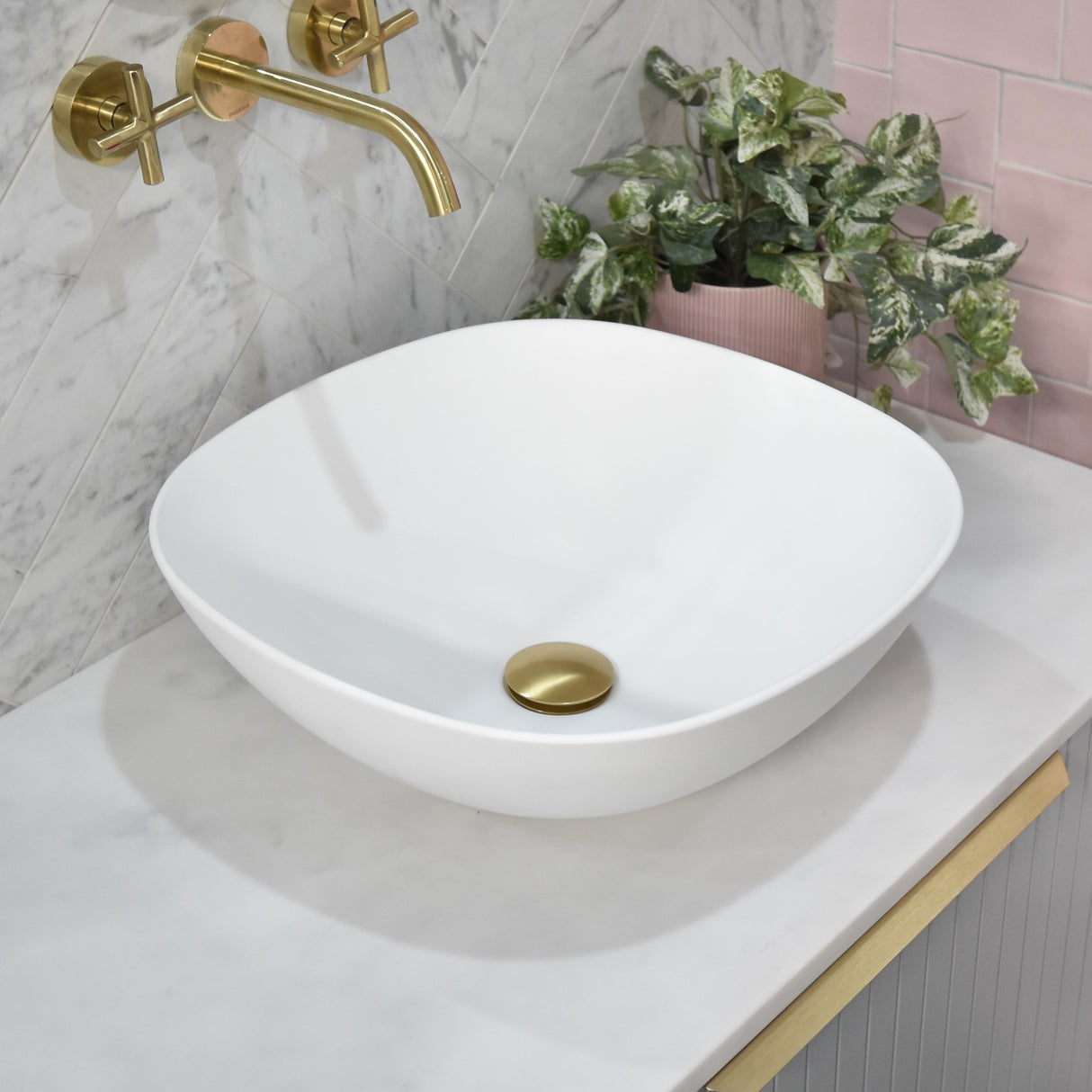 POSEIDON Rolo White Ceramic Basin (Rectangle: 430x430x150)