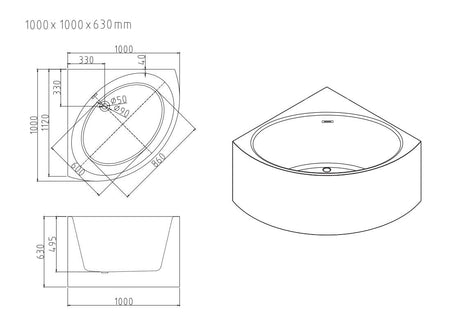 STANFORD Triangle Corner Bathtub (Gloss White) (1000/1200mm)