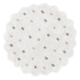 Mellow Round Scalloped Kids Rug White & Multi