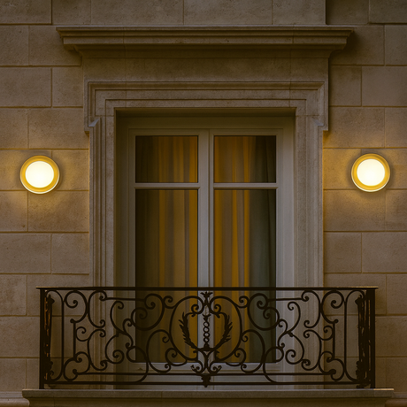 STE: Exterior LED 12V/240V Antique Brass Eyelid/Round Step/Wall Lights IP65