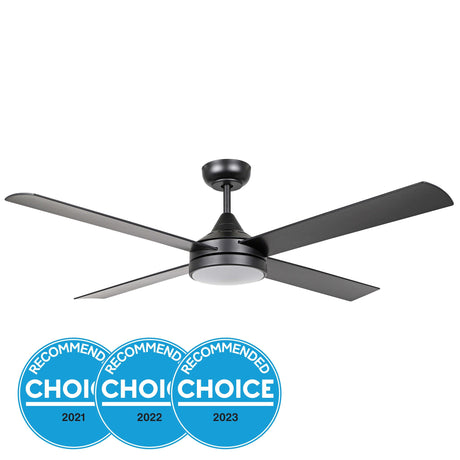 STRADBROKE 52 DC Ceiling Fan (Matte Black) With LED Light 