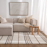 Highlands Beige Stripe Washable Wool Rug
