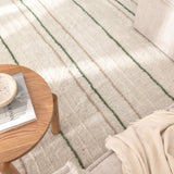 Highlands Olive Stripe Washable Wool Rug
