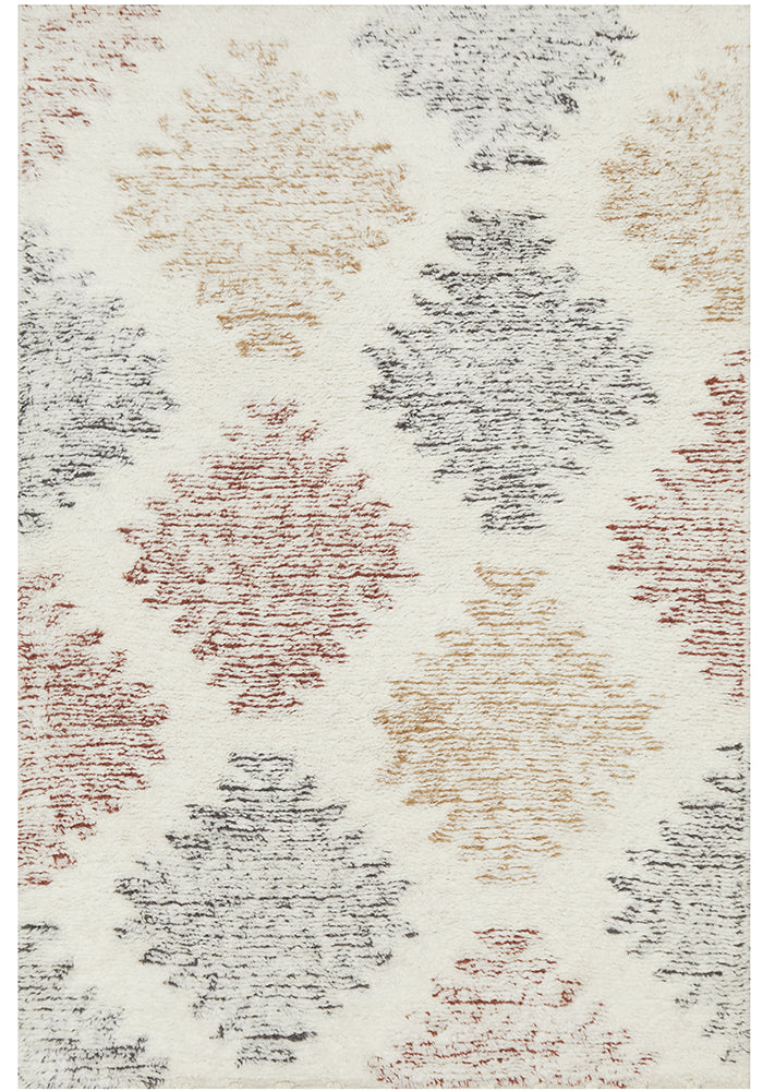 Summit Motif Cream Wool Cotton Rug