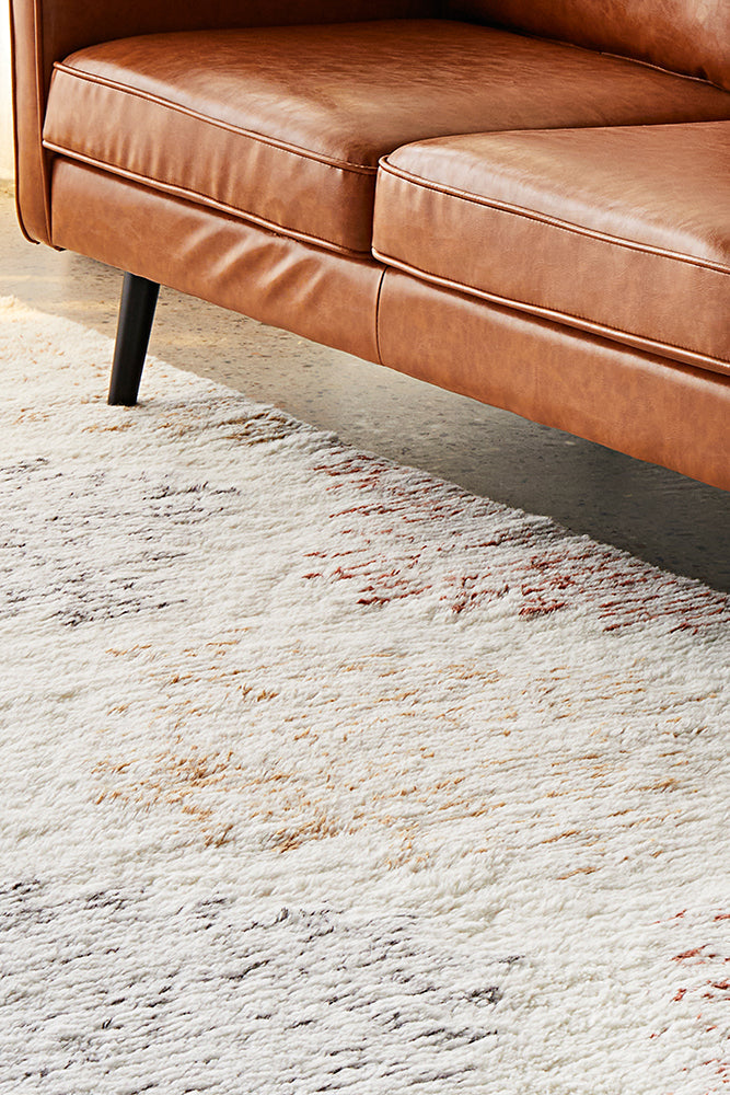 Summit Motif Cream Wool Cotton Rug