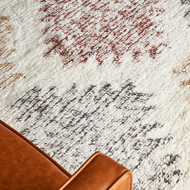 Summit Motif Cream Wool Cotton Rug