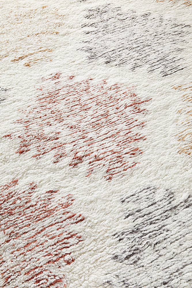 Summit Motif Cream Wool Cotton Rug