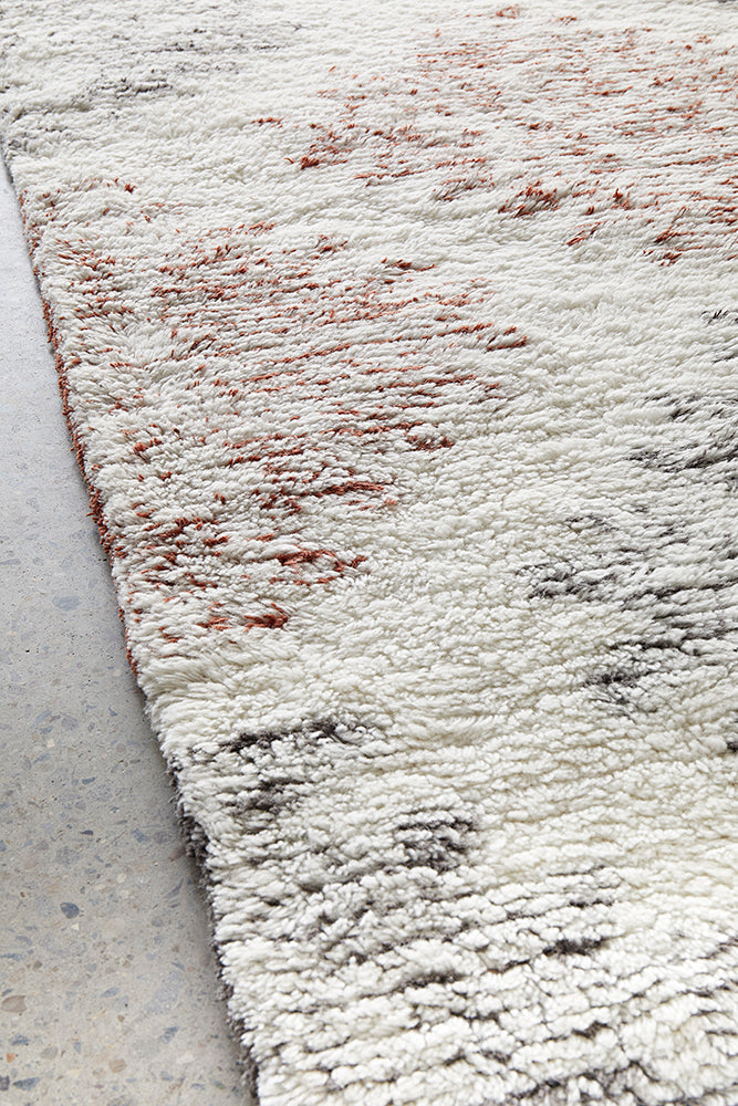 Summit Motif Cream Wool Cotton Rug