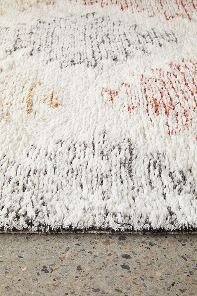 Summit Motif Cream Wool Cotton Rug