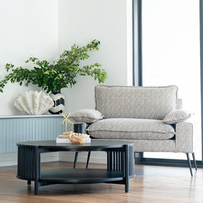 Sage Round Acacia Wood Coffee Table – Black – 1.0m