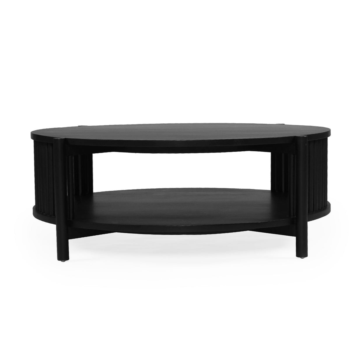 Sage Round Acacia Wood Coffee Table – Black – 1.0m