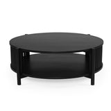 Sage Round Acacia Wood Coffee Table – Black – 1.0m