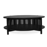 Sage Round Acacia Wood Coffee Table – Black – 1.0m
