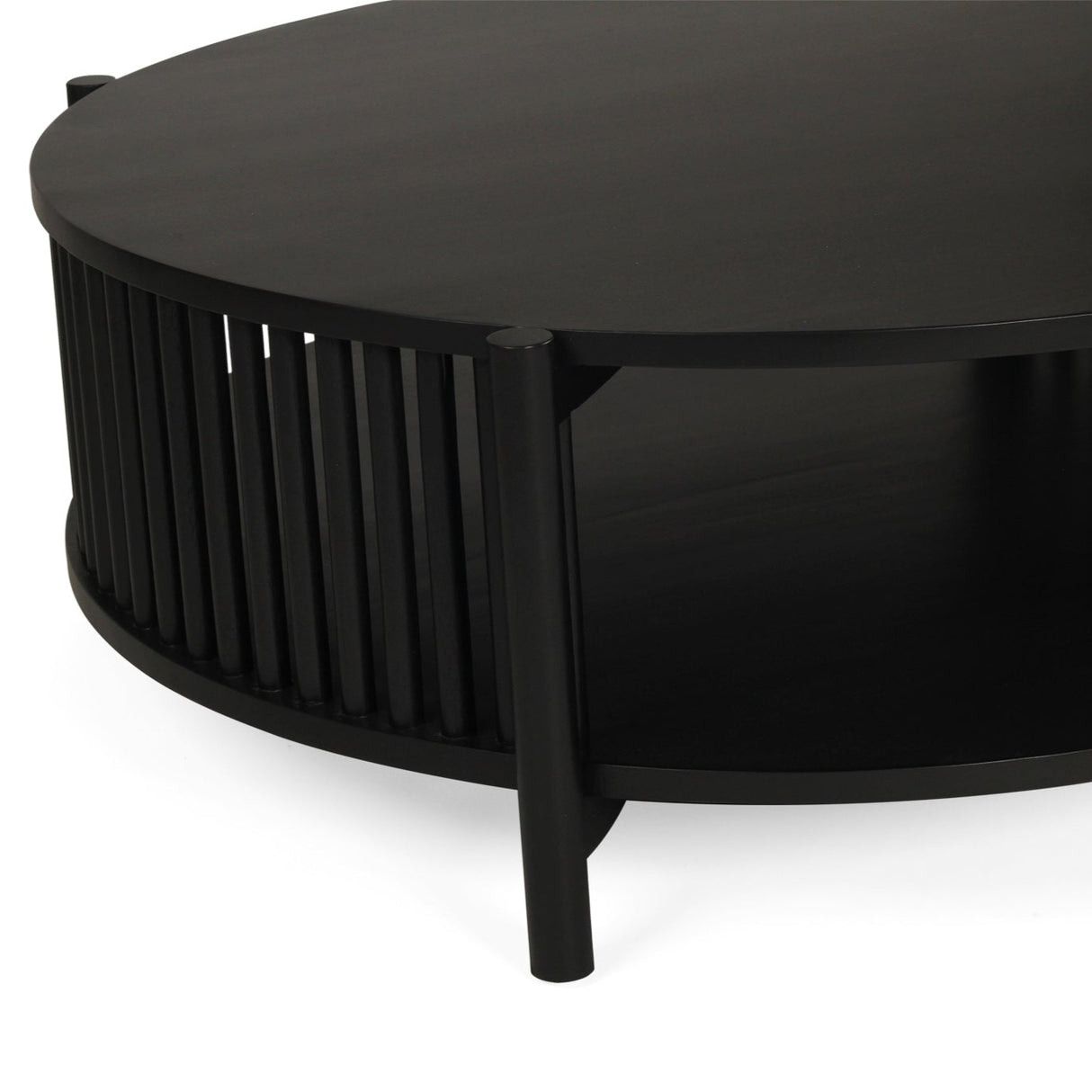 Sage Round Acacia Wood Coffee Table – Black – 1.0m