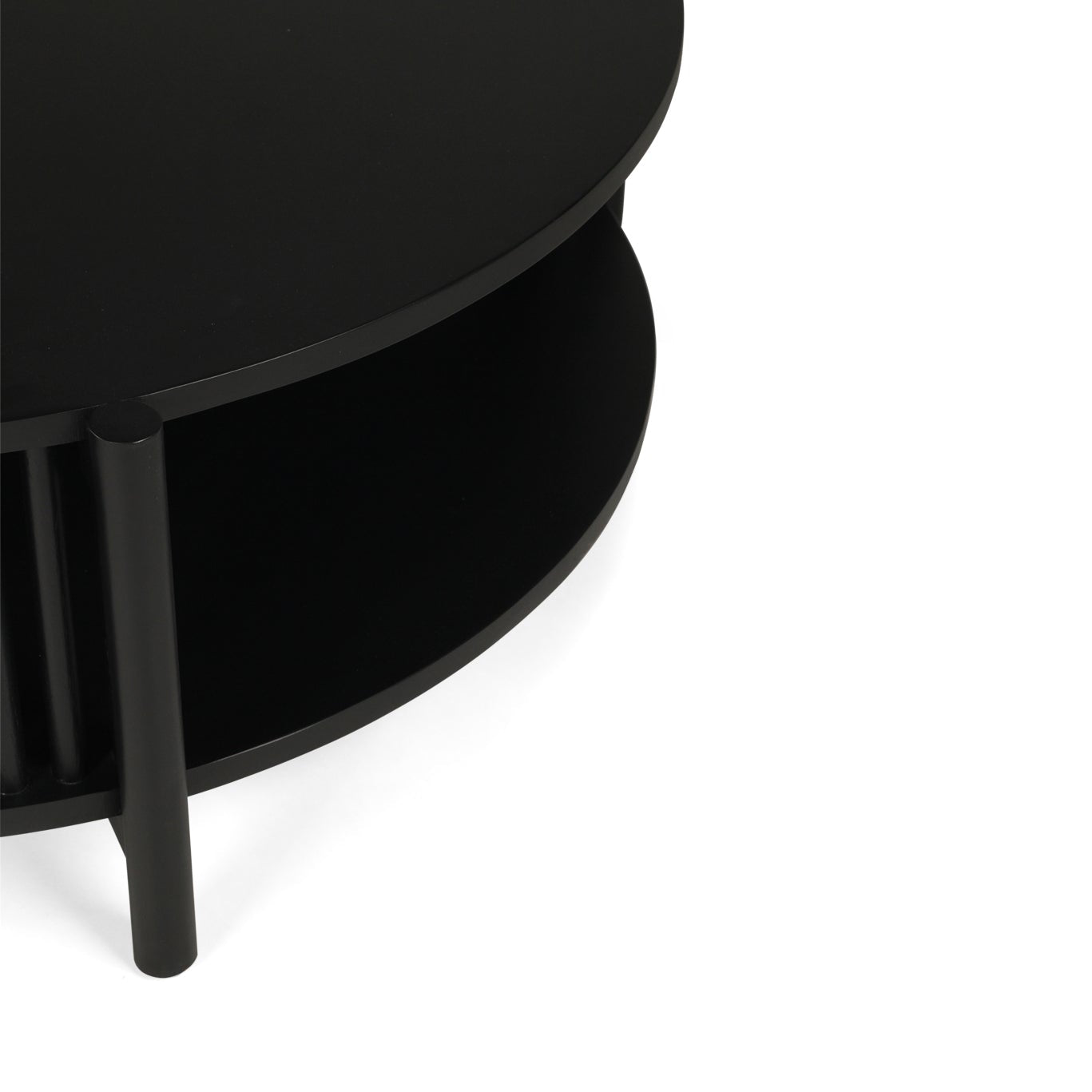 Sage Round Acacia Wood Coffee Table – Black – 1.0m